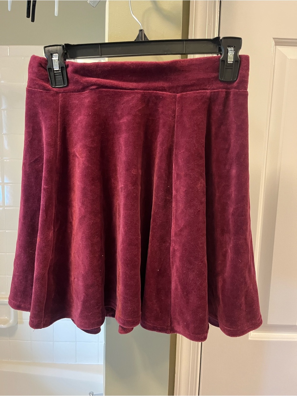 Velvet Skater Skirt in Wine. Size M.